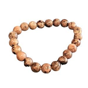 8mm Natural Jasper Beaded Stretch Bracelet Earthy Stone Healing Artisan Jewelry
